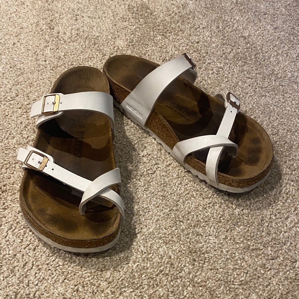 Birkenstock White Cross-Strap Mayari Sandals size 39 Regular